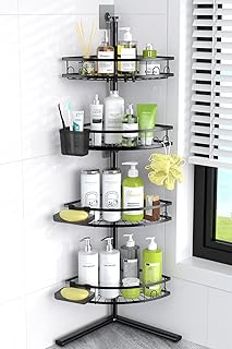 Aitatty Corner Shower Caddy Standing: 4-tier Rustproof Shower Organizer Shelf - Floor Shower Corner Shelf for Bathroom, Renters, Apartment & Dorm