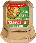 Air Fryer Liners Disposable Compatible with COSORI Air Fryer 6 Qt, 125 Pcs Unbleached Parchment Paper for 5-8 Qt 8 Inch Square Parchment Paper for Baking Non-Stick