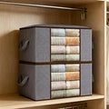 2 Pack Storage Bags, 90 L Clothes Storage Bins, Foldable Closet Organizers Containers for comforter Clothing Blanket Pillows Organization with Handle, Gray