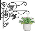2 Pack Heavy Duty Plant Hooks for Hanging - 12 Inch Metal Wall Hangers Indoor/Outdoor, Sturdy Plant Bracket for Bird Feeders, Planters, Lanterns, Wind Chimes - Patio, Garden, Home Decor (Black)