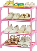 HITHIM 4-Tier Free Standing Shoe Racks for 6-8 Pairs Shoe Storage,Kids Shoe Racks for Small Place,Lightweight Stackable Shoe Shelf Organizer for Entryway, Doorway and Closet,Pink