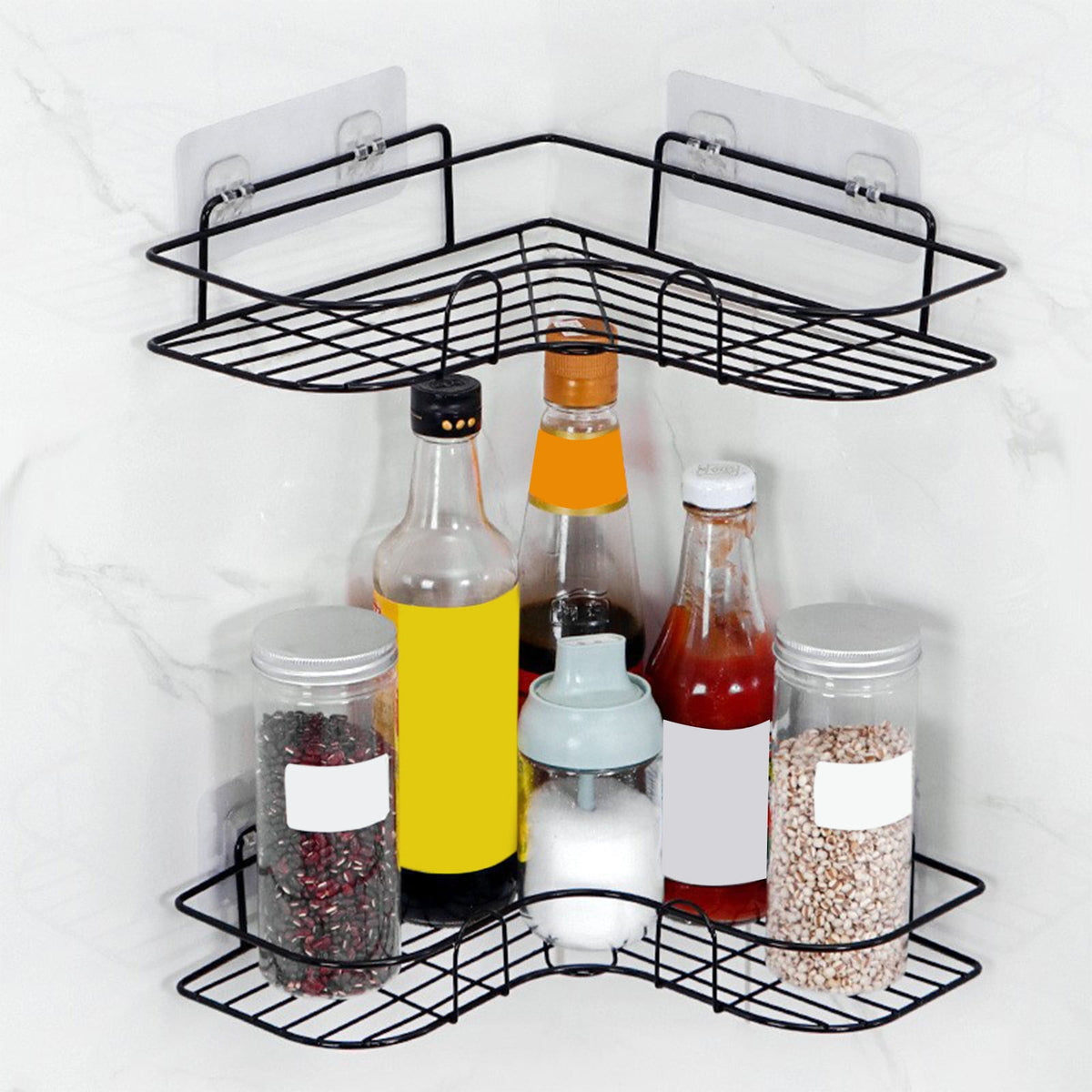 ‌No Caddy 26x26cm - Heavy Duty Iron Corner Shelf for Bathroom/Kitchen, Capacity Rustproof Wall Mounted Organizer with... - Image 6