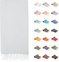 PARK&OZ Turkish Beach Towel – Oversized 100% Cotton Quick-Dry & Sand-Free Blanket 72"x40" – Ultra-Absorbent, Lightweight & Compact Pool Towel for Beach, Travel, Spa, Gym, Camping & Tie-Dye (White)