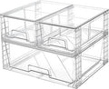 Vtopmart 3 Pack Stackable Storage Drawers, Easily Assemble Acrylic Bathroom Undersink Organizers,Clear Plastic Storage Bins for Closet,Cabinet,Pantry,Medicine Organization