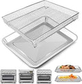 Air Fryer Basket Tray Replacement for Cuisinart TOA-60 TOA-65 TOA-70 Toaster Air Fryer Convection Oven, 12.4 * 11'' Mesh Air Fryer Steel Basket Wire Rack Accessories Parts, Dishwasher Safe
