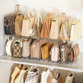 Stackable Bag & Purse Organizer for Closet Shelf Acrylic Shelf Dividers for Closet Organization, Clear Handbag Purse Storage Organizer Divider, Keep Clutch, Wallet, Pocketbook Upright, 4 Pack