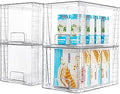Vtopmart 4Pack Large Stackable Pantry Storage Drawers, Clear Organizer Bins with Handles, Acrylic Drawer Organizers for Kitchen, Pantry, Bathroom Undersink, Cabinet Organization and Storage