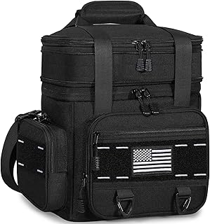 TENKIST Expandable Tactical Lunch Box, Large Insulated Lunch Cooler Bag Heavy Duty Leakproof Lunch Pail for Men Adults Work Office Outdoor Picnic Trips,16L,Black