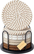 Lazebox Coasters Set of 8 for Drinks, 4 Inch Large Coasters for Coffee Table, Tabletop Protection for Hot & Cold Drinks, Versatile Coasters for Home Decor, Non-Slip & Easy to Clean, Coffee