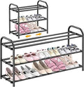 Hleelomi 3-Tier Expandable Shoe Rack,Adjustable Shoe Shelf Storage Organizer Heavy Duty Metal Free Standing Shoe Rack for Entryway, Closet,Living Room,Dorm,Black