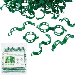 CIQIYO 100 Pcs Plant Support Clips,Plastic Clips for Securing Plants,Tomato Vine Clips,Plant Fixing Clips,Garden Clips for Climbing Plants,Grape and Vine Vegetables (100, Green)