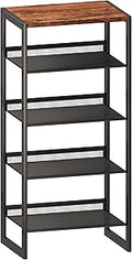CHEMPFR Narrow 5-Tier Shoe Rack, Slim Space-Saving Shelf with Decorative Wood Top & Steel Mesh, Entryway/Closet/Dorm Organizer, 16.5x11.8x36 Inches