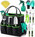 Heavy Duty Gardening Tools - Gardening Gifts for Women, Men, Mom, Dad - Durable, Ergonomic Garden Tools Set (Green)
