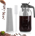 Cold Brew Coffee Maker,64 oz Mason Jar Pitcher with Stainless Steel Filter, Pour Spout Handle Lid, Heavy Duty Glass Airtight & Leak-Proof for Iced Coffee,Tea & Lemonade