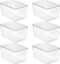 Vtopmart 6 Pack Clear Stackable Storage Bins with Lids, Large Plastic Containers with Handle for Pantry Organizer and Storage,Perfect for Bathroom,Cabinet,Kitchen,Fridge,Closet Organization