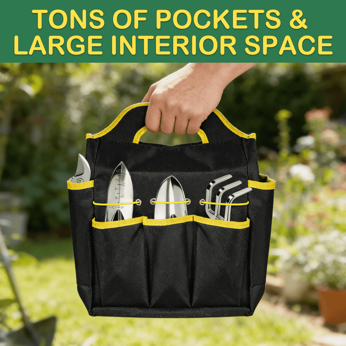 5-Piece Tool Set with Storage Tote Bag, Heavy Duty Aluminum Hand Tool Kit, Pruning Shears & Gardening Gloves, Rust-Pr... - Image 3