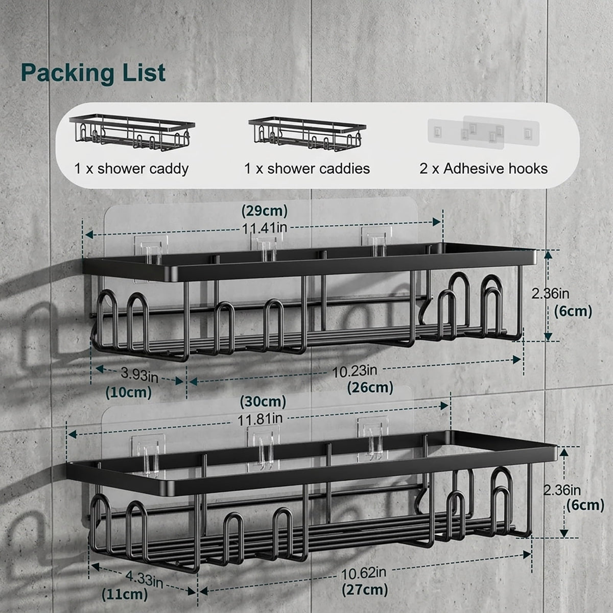 Shelves with 16 Hooks, Rustproof Shelf Wall Corner Racks for Inside Bath, No Drilling & Sleek Bathroom Organizers and... - Image 4
