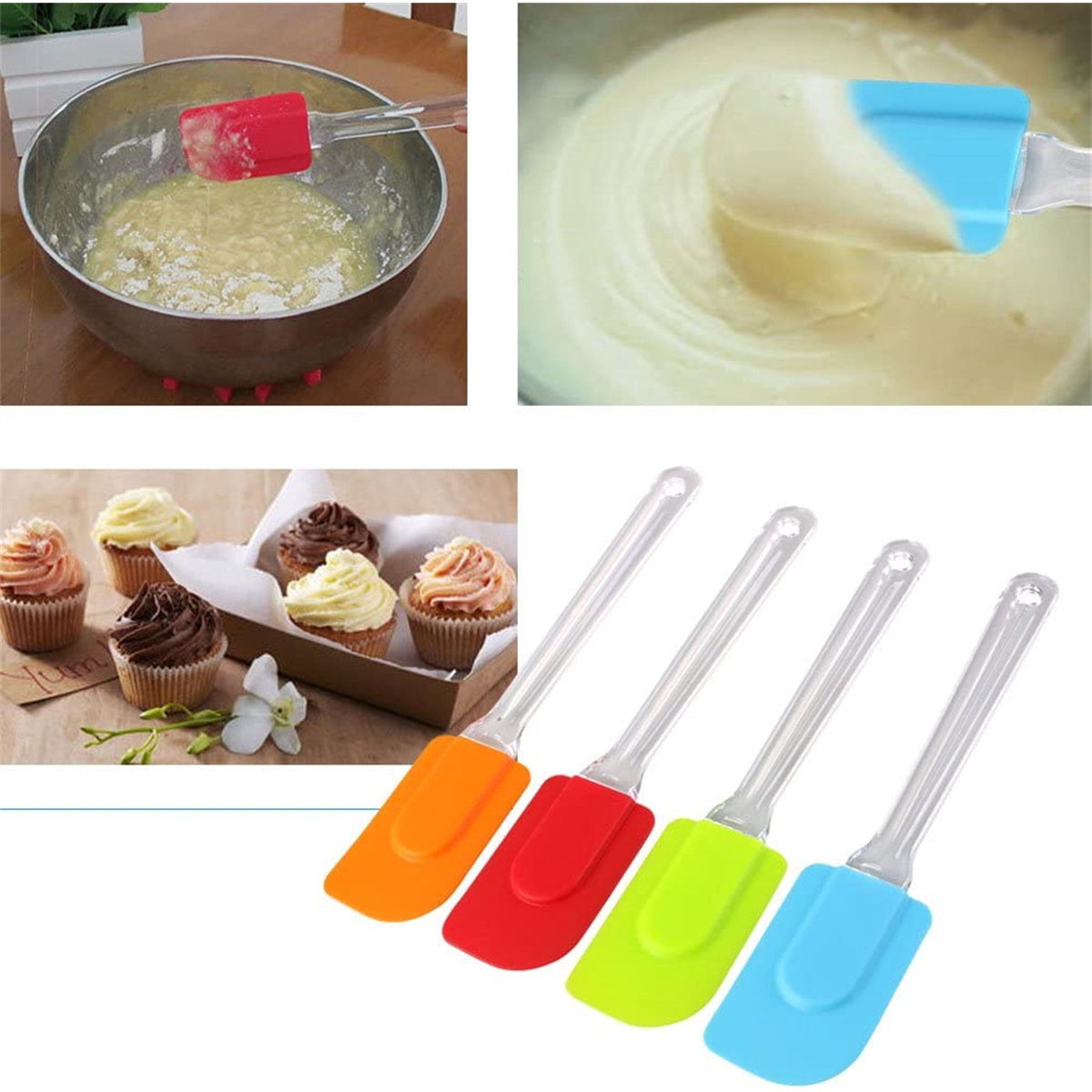 Silicone Spatula Set - Heat Resistant & Free - 4 Piece Nonstick Rubber Spatula for Cooking, Baking, Mixing, Frosting ... - Image 5