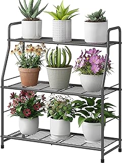 Simple Trending Plant Stand Outdoor Indoor 3 Tier Metal Waterproof Plant Shelf for Living Room Balcony Garden