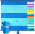 Extra Large Beach Blanket Waterproof Sandproof – XXL Oversized Beach Mat 10ft x 9ft Fits up to 8 Adults - Quick Dry Travel Blanket with 4 Stakes, Corner Pockets, Strap and Attached Bag