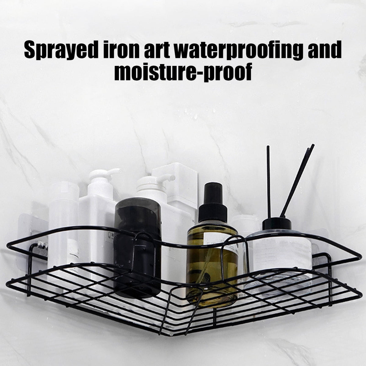 ‌No Caddy 26x26cm - Heavy Duty Iron Corner Shelf for Bathroom/Kitchen, Capacity Rustproof Wall Mounted Organizer with... - Image 4