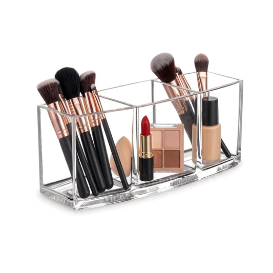 Holder,Bathroom Drawer Organizer, Pen Holder 3 Compartments, lipstick Organizer,vanity storage,Clear Pencil Organizer...