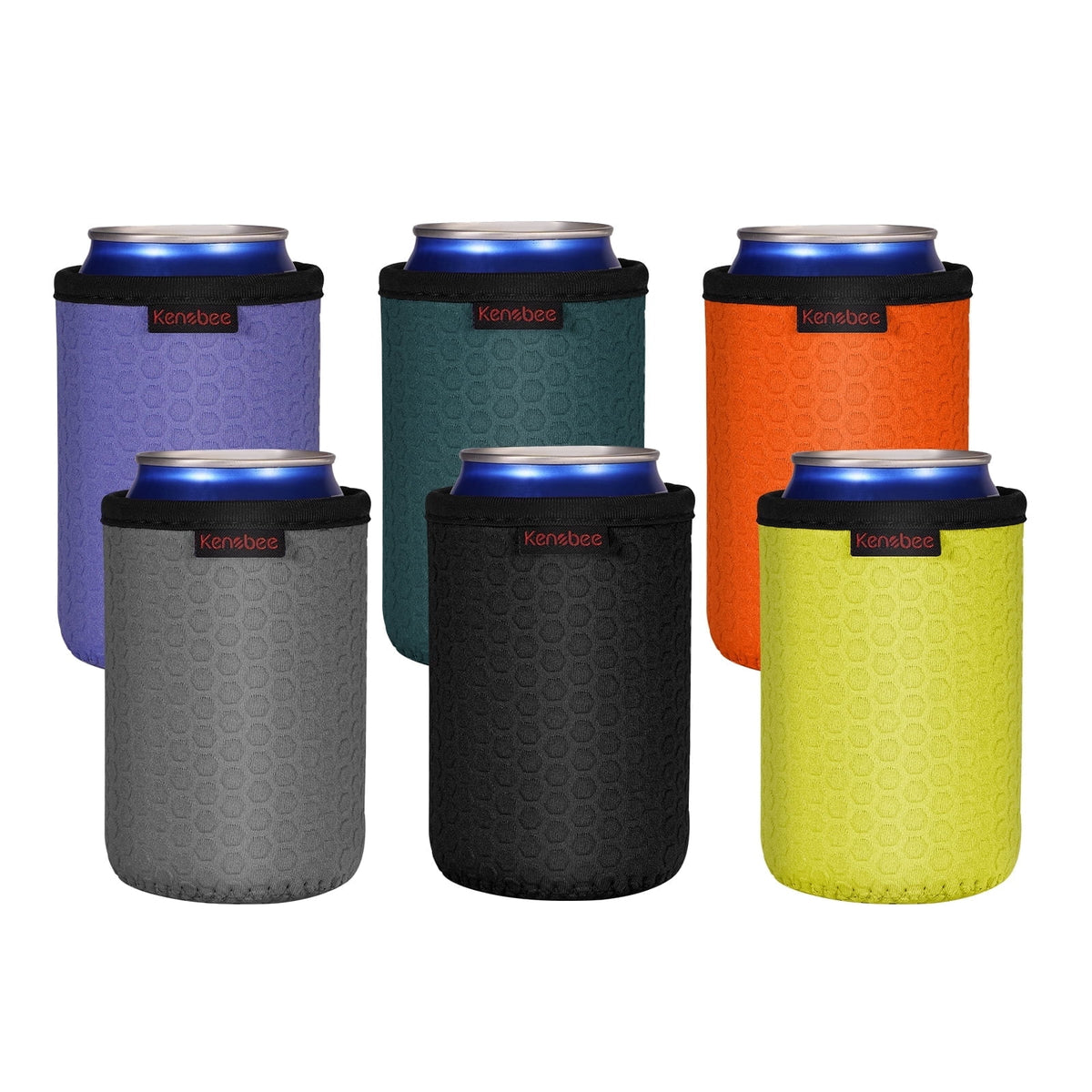 6 Pack 12oz Standard Size Neoprene Can Cooler Sleeves - Insulated Non-slip Covers for Hard Seltzer, Beer, Soda, Energ...