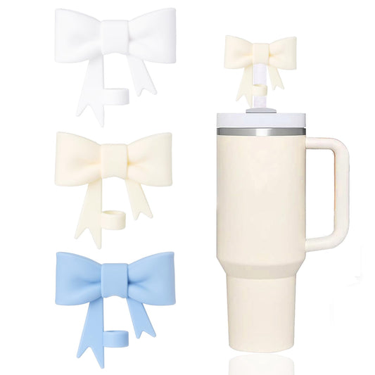 Covers Cap Toppers, 3Pcs Cute 10mm Reusable Silicone Topper for 30&40 oz Tumbler with Handle, Tumbler Cup Straws Acce...