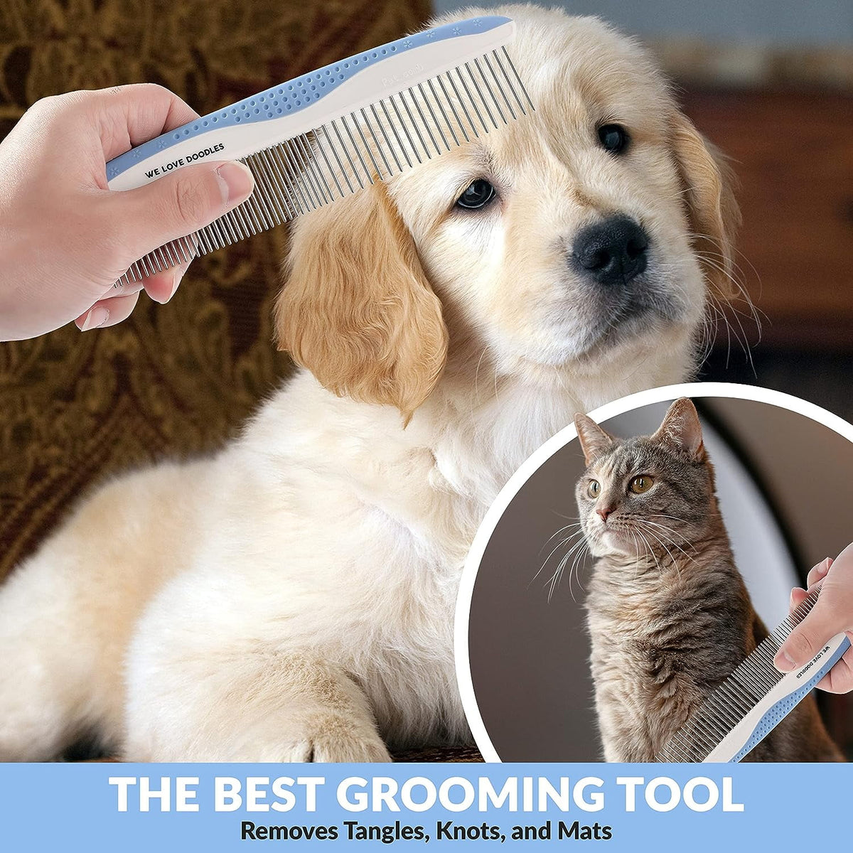 | Removes Tangles & For Dematting | Pet | Detangler | For Matted Hair | Metal | Great For Poodles & Goldendoodles (Sm... - Image 5