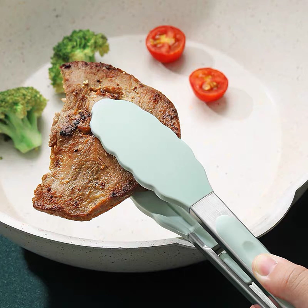 Silicone Kitchen Tongs, 9-Inch Cooking Utensils with Non-Stick Tips, Heat-Resistant Food Lifters with Locking Mechani... - Image 5