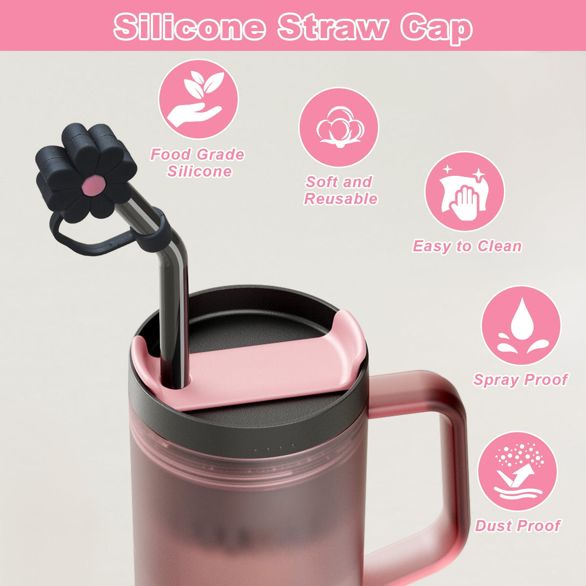 for Stanley Cup, 8Pcs Dust-Proof Silicone Topper Compatible with Stanley 30oz & 40oz Tumblers, Reusable Caps for Tumb... - Image 5