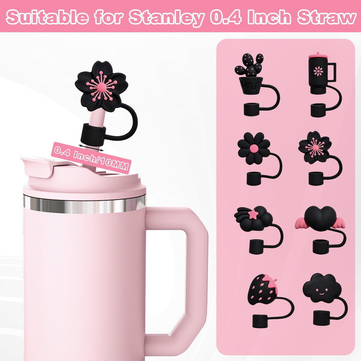 for Stanley Cup, 8Pcs Dust-Proof Silicone Topper Compatible with Stanley 30oz & 40oz Tumblers, Reusable Caps for Tumb... - Image 2