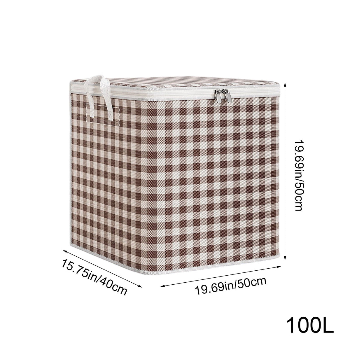Cube Bins - Fabric Cubby Organizer, Plaid Check Foldable Fabric Cube with Dual Handles and Zipper, for Nursery/Home o... - Image 3