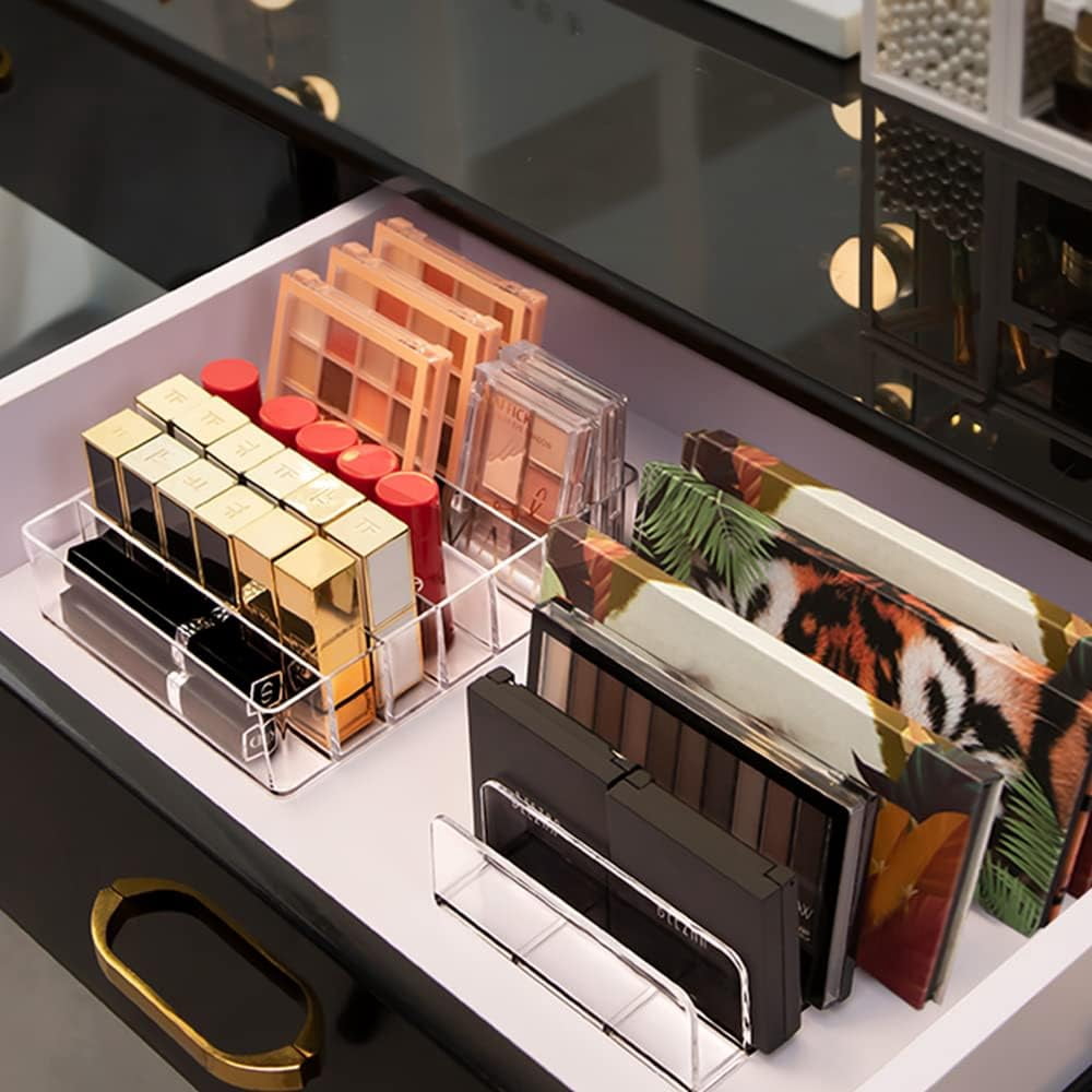 2 Pack Makeup Palette Organizer, Acrylic Eyeshadow Palette Holder Stand, Clear Plastic Cosmetic Organizer for Bedroom... - Image 5